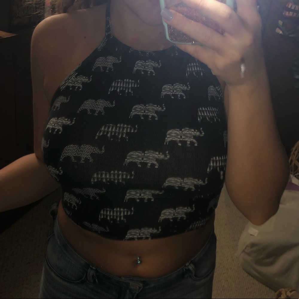 Elephant print top black